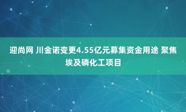 迎尚网 川金诺变更4.55亿元募集资金用途 聚焦埃及磷化工项目